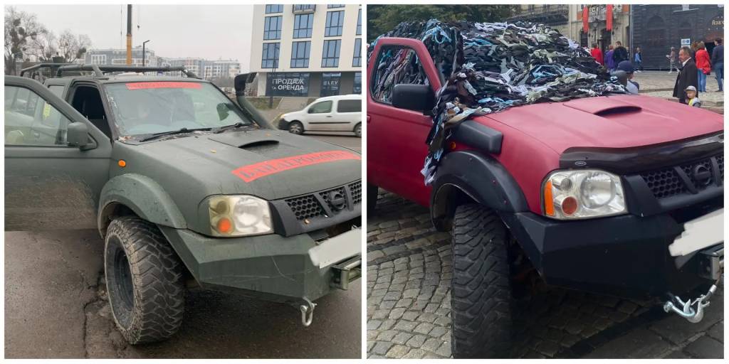Picape inglesa utilizada pelo esforço de guerra ucraniano As picapes mais comuns incluem modelos da Mitsubishi, Nissan e até unidades da Jeep Gladiator