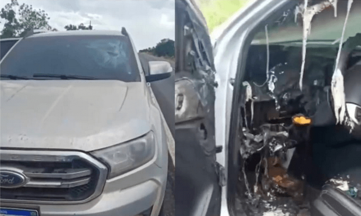Carro atingido por raio