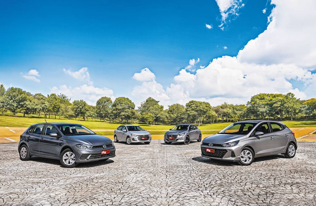 Novos Polo, 208, Onix e HB20 1.0 são compactos com itens de carros médios