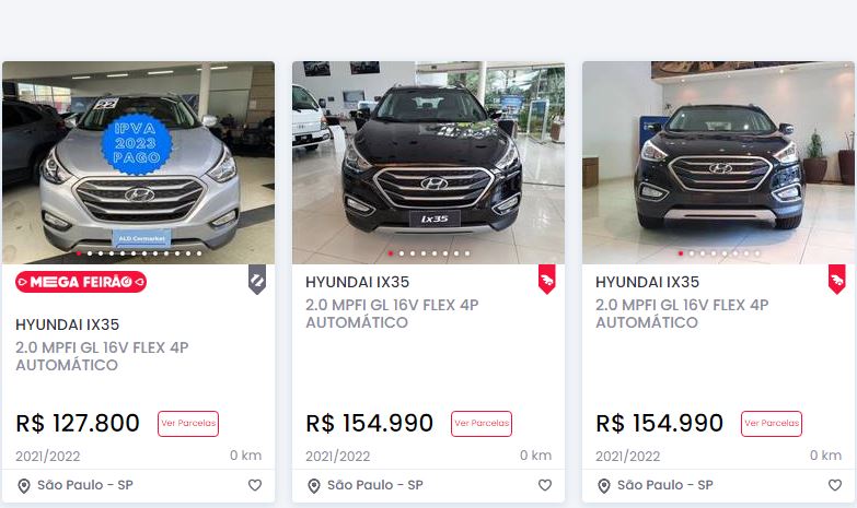 ix35 Hyundai ix35 tem preços que variam de menos de R$ 130.000 a mais de R$ 200.000
