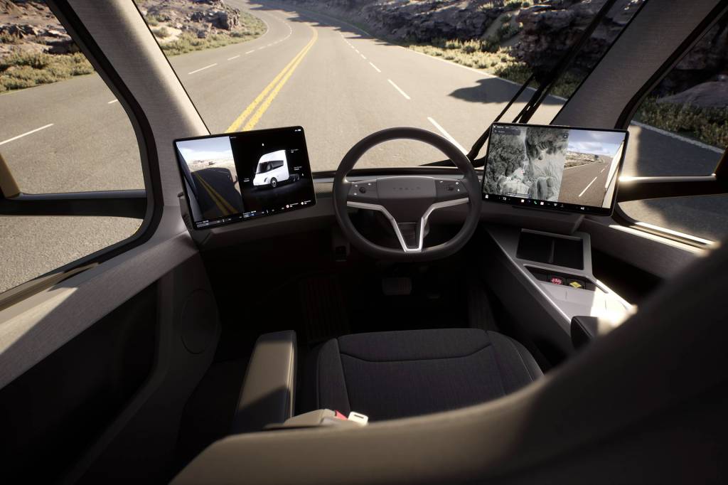 Tesla Semi (3) Caminhão é monoposto e traz os mesmos recursos de automação veicular dos carros da Tesla