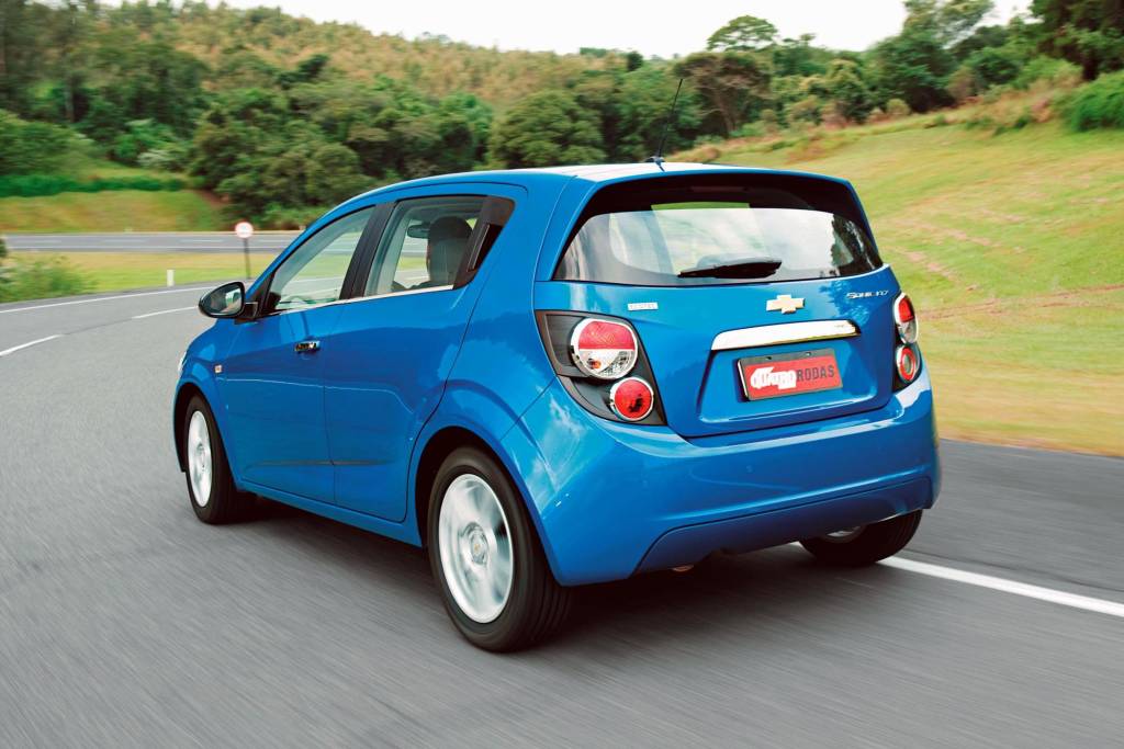 Sonic Hatch LTZ 1.6 16V modelo 2012 da Chevrolet, durante teste da revistauatr Chevrolet Sonic Hatch LTZ
