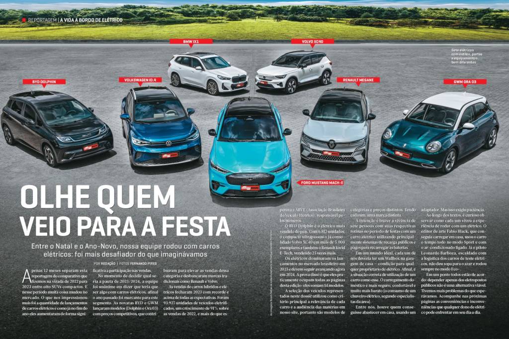 QUATRO RODAS 778 Fevereiro 2024 (4) Entre o Natal e o Ano-Novo, nossa equipe rodou com carros elétricos: foi mais desafiador do que imaginávamos