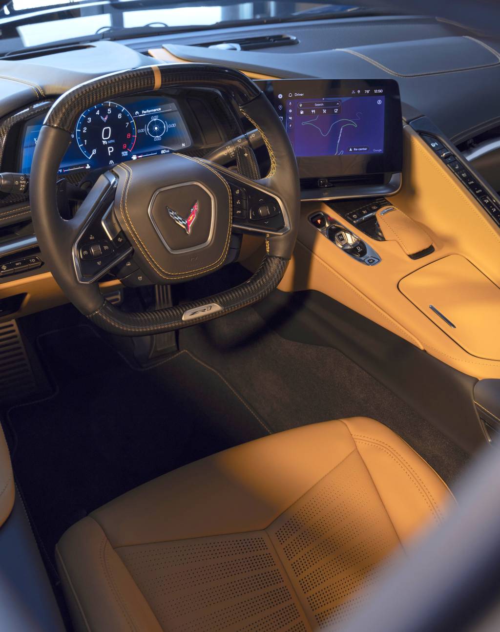 Chevrolet Corvette ZR1 Convertible Chevrolet Corvette ZR1 Convertible interior driver’s side view, parked in a garage. Preproduction model shown. Actual production model may vary.