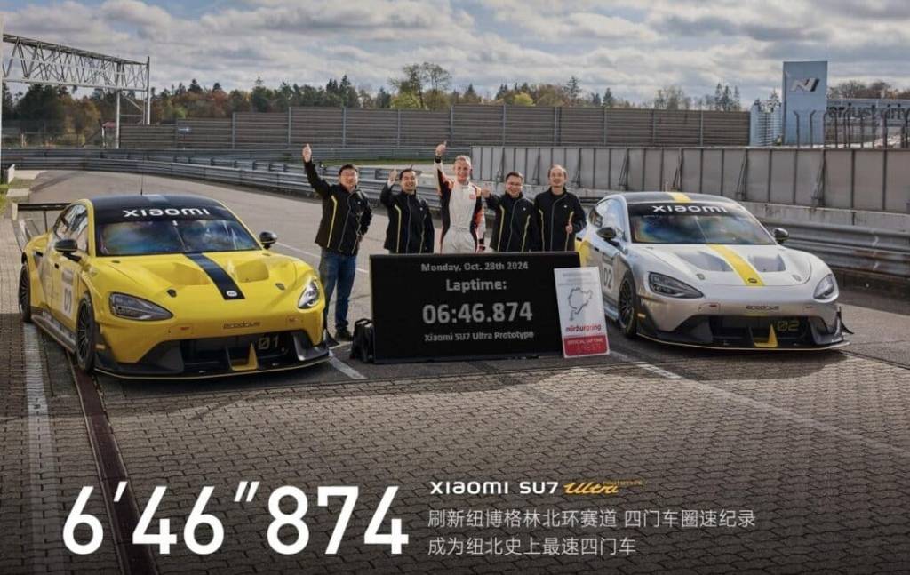 Protótipo do Xiaomi SU7 Ultra de 1.500 cv quebra recorde em Nürburgring
