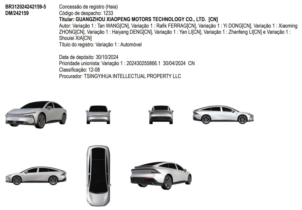 XPEng P7+ registrado no Brasil