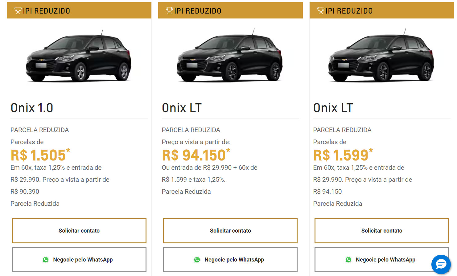 Chevrolet Onix 2025 com redu&ccedil;&atilde;o do IPI