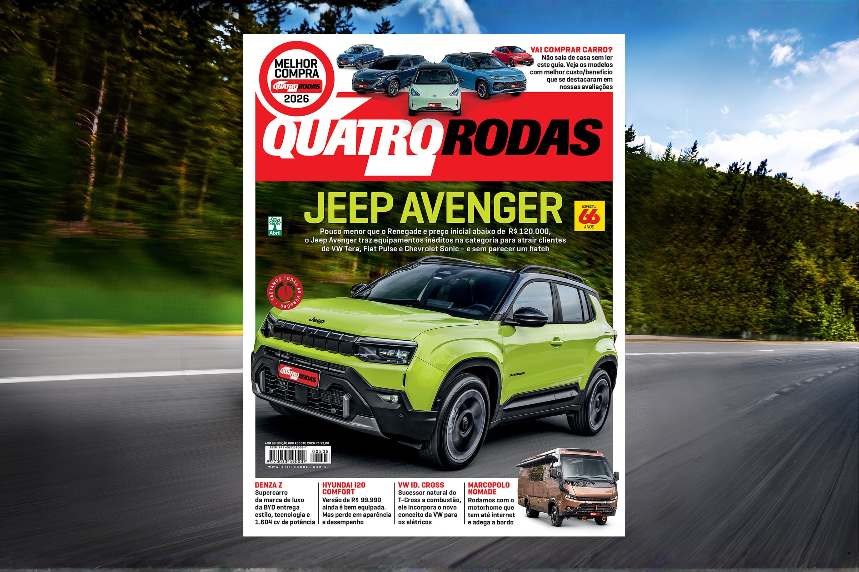 QR de agosto tem duas capas! Todas as versões do Jeep Avenger e uma volta com o Marcopolo Nomade